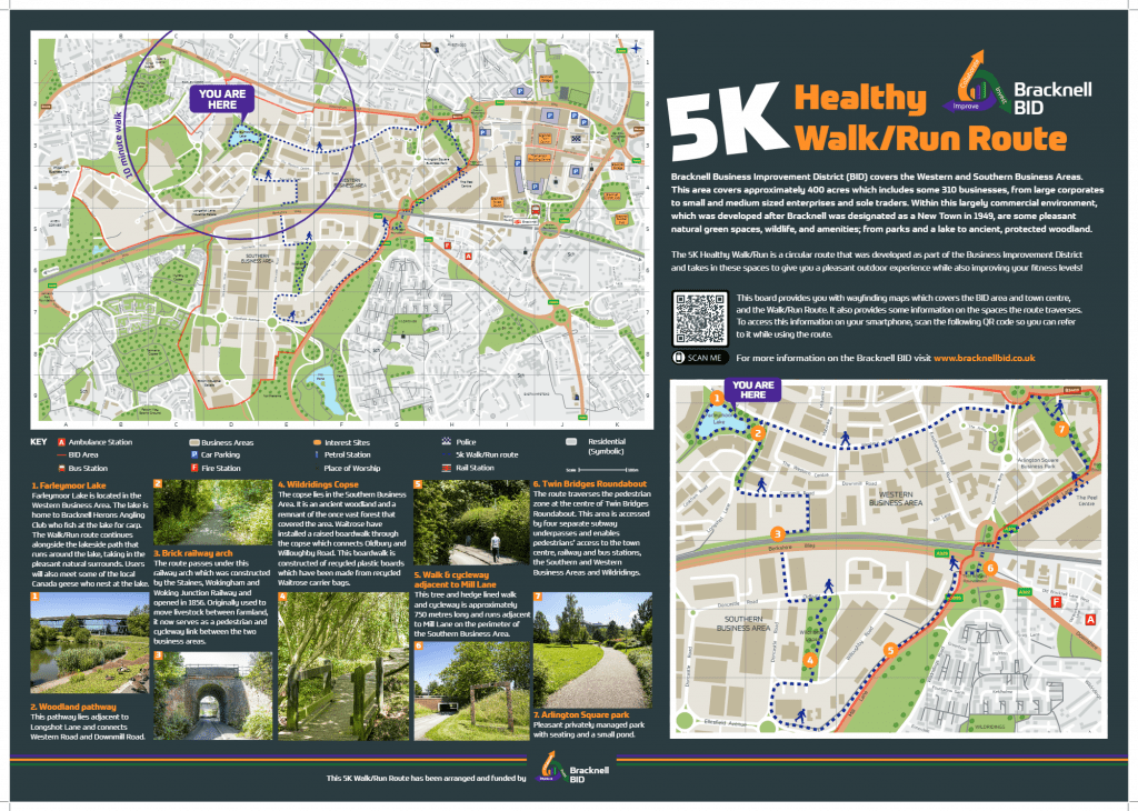The BID Healthy 5k Walk/Run Route - Bracknell BID