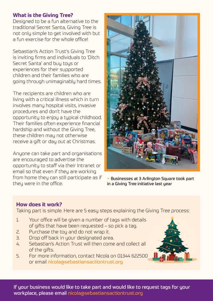 Bracknell BID & Sebastian's Action Trust Christmas Giving Tree 2023