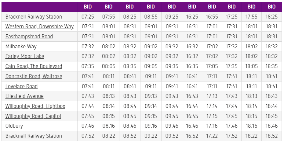 bus timetable